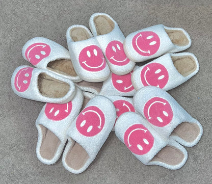 Pink Smiley Face Slippers